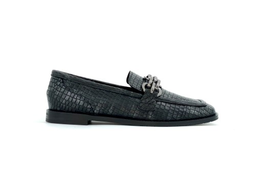 Mocassin JOHN ADIGE croc/noir